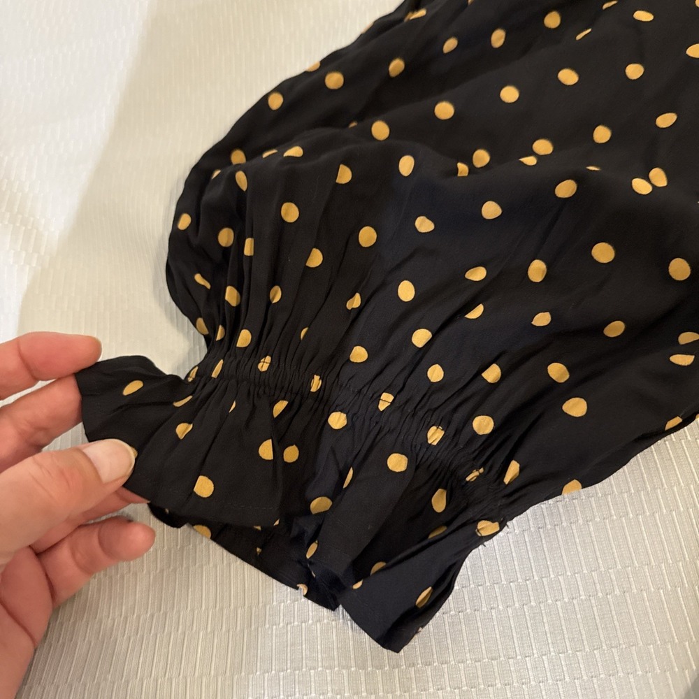 Madewell Lucie V-Neck Smocked Mini Dress in Polka Dot Size L - Picture 13 of 13